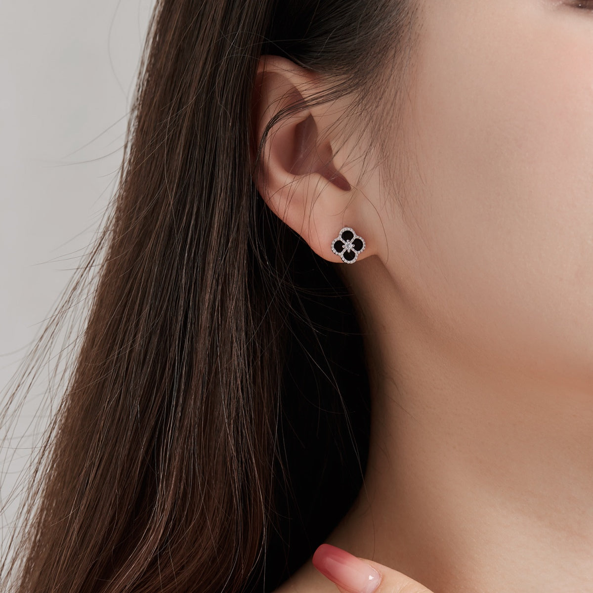 Pomuse Four-Leaf Clover Flower Shape Exquisite Earrings