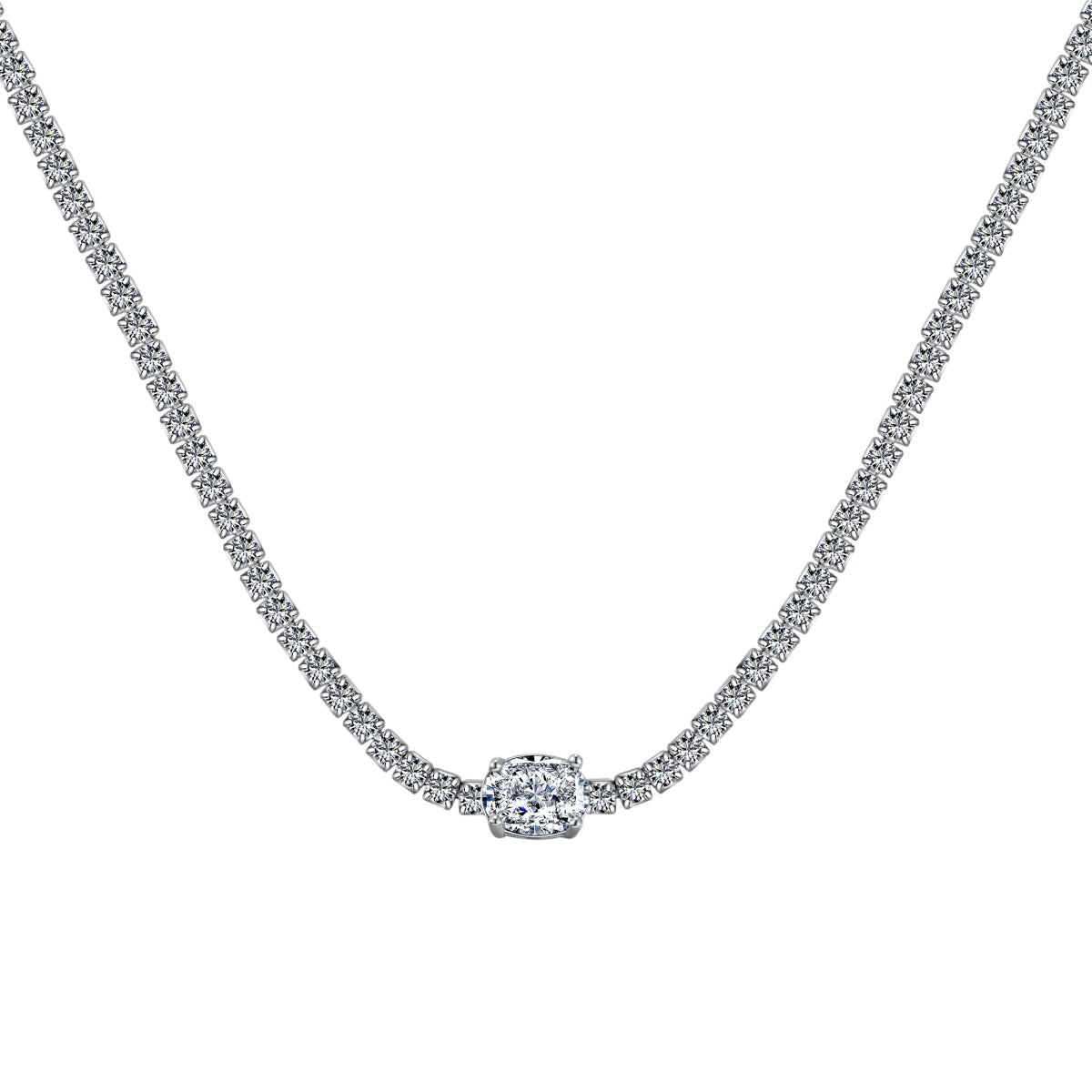 Pomuse 1.0 Carat Shining Oval Cut Necklace