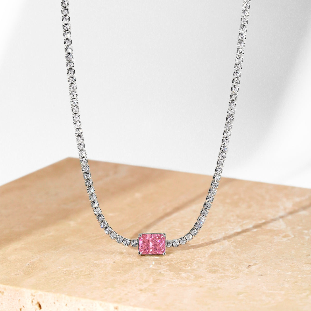 Pomuse 2.0 carat Ornate Emerald Cut Necklace