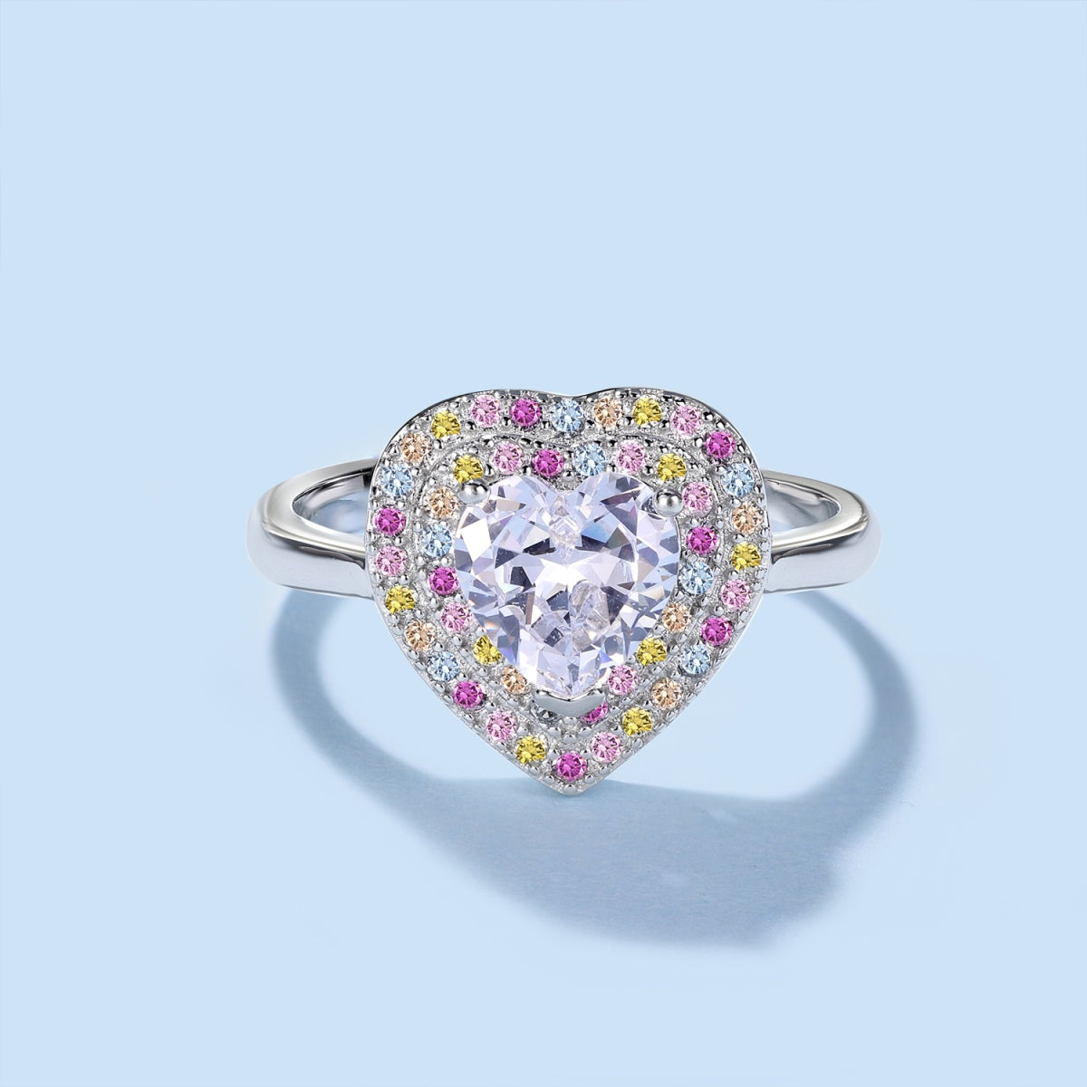 Pomuse Delicate Ebullient Heart Shape Wedding Ring