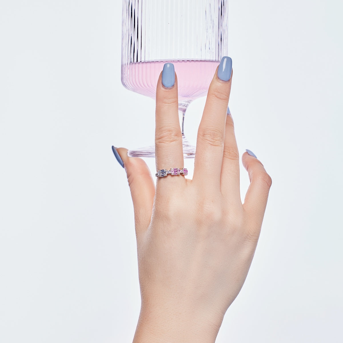 Pomuse Unique Colorful Emerald Cut Party Ring