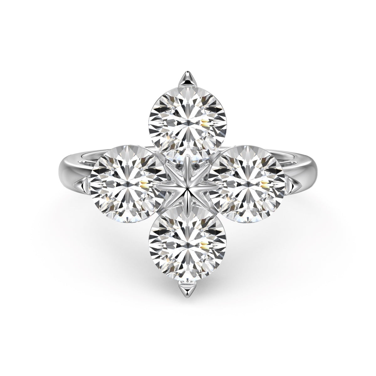 Pomuse Four-Leaf Clover Eight-Pointed Star Ring