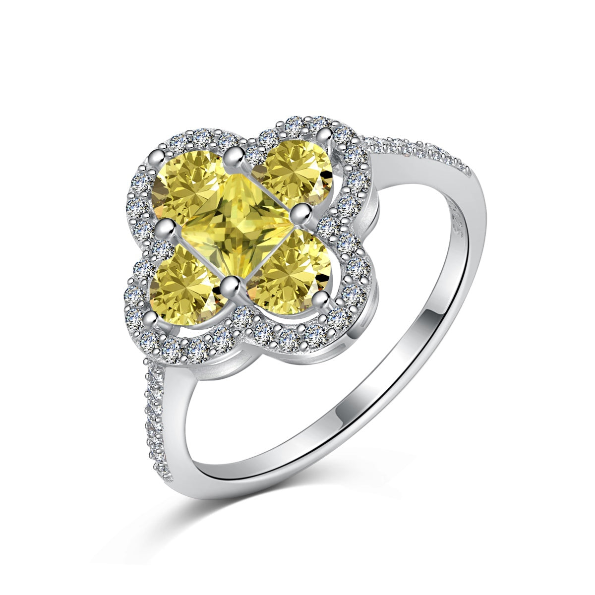 Pomuse Luxurious Eternity Flower Shape Banquet Ring