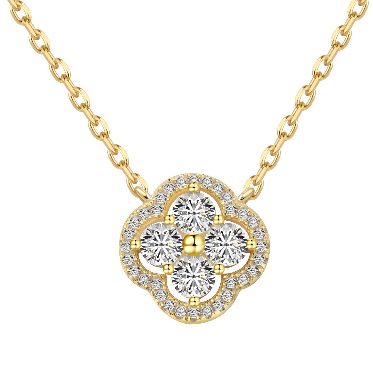 Pomuse – Exquisite Halskette mit vierblättrigem Kleeblatt-Blumendesign