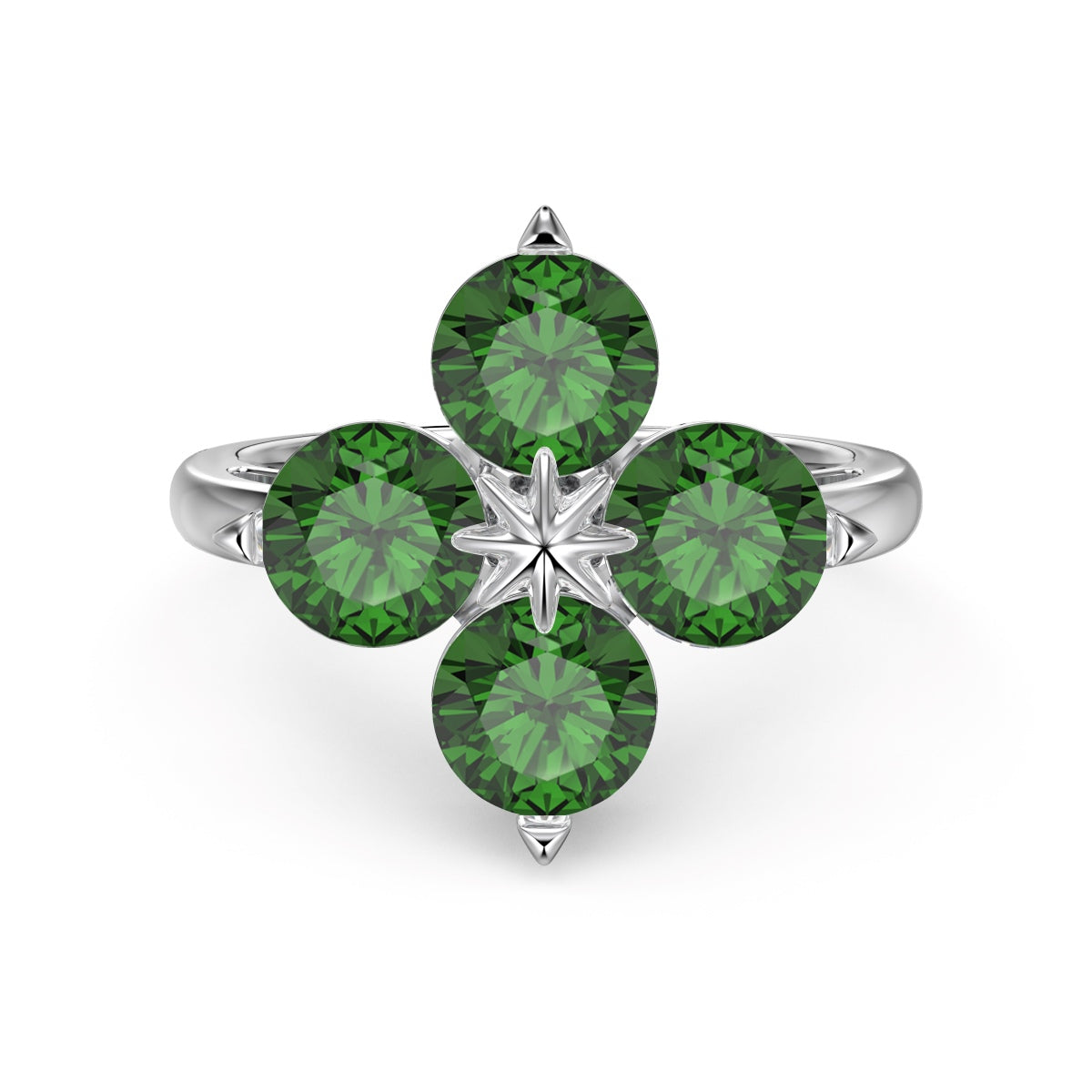 Pomuse Four-Leaf Clover Eight-Pointed Star Ring