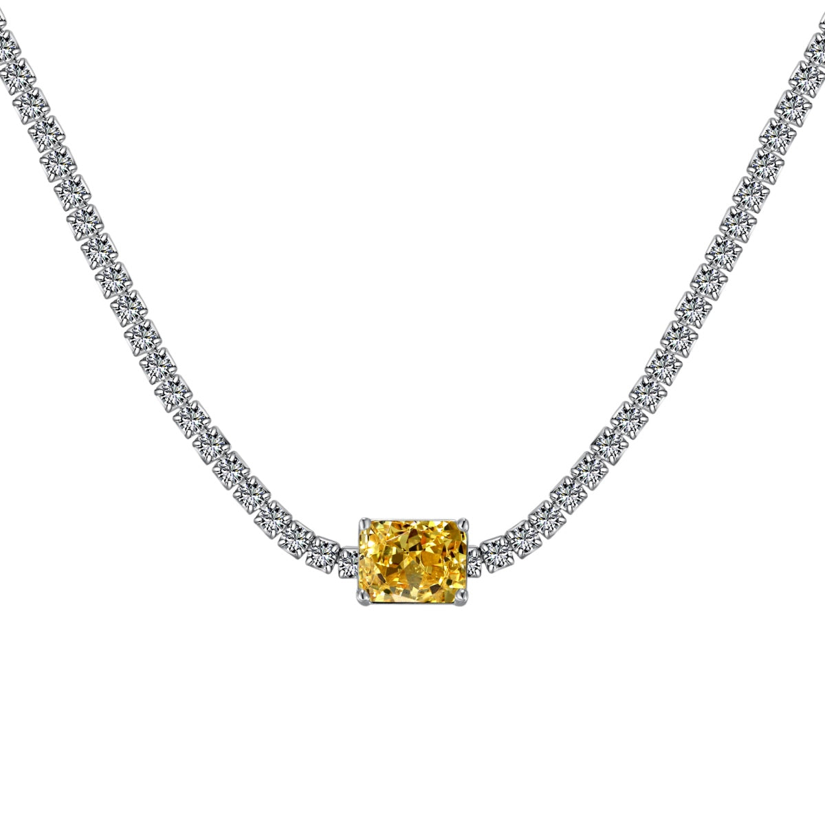 Pomuse 2.0 carat Ornate Emerald Cut Necklace