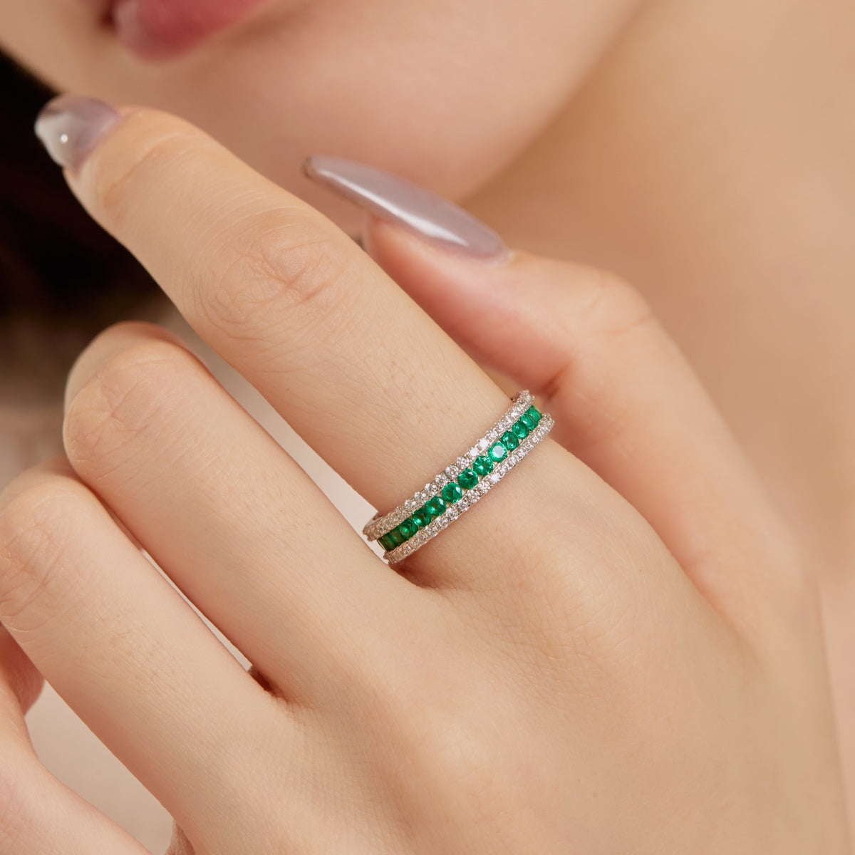 Pomuse Delicate Colorful Round Cut Daily Ring