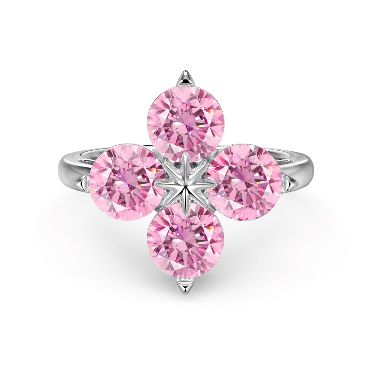 Pomuse Four-Leaf Clover Eight-Pointed Star Ring