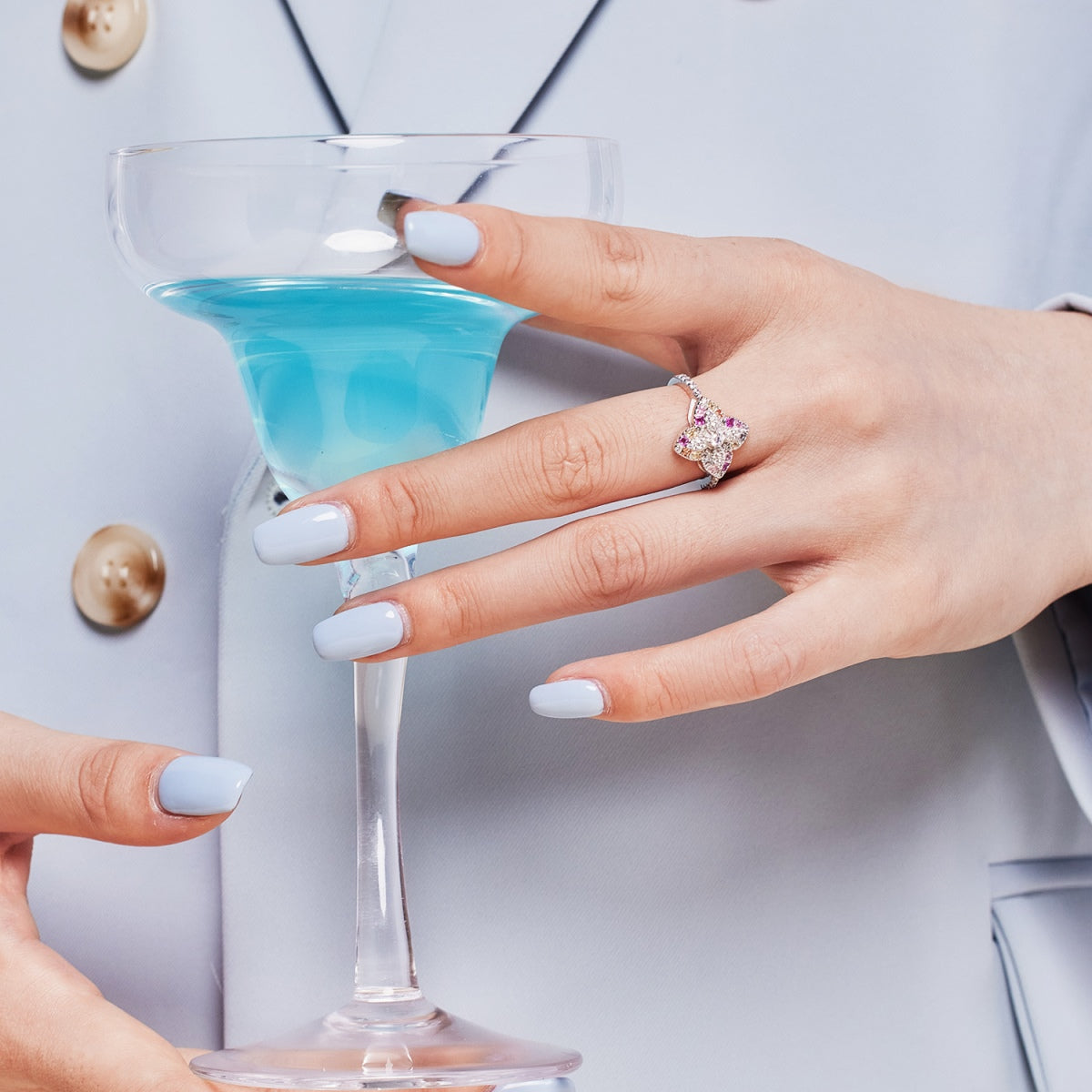 Pomuse Luxurious Colorful Flower Shape Banquet Ring