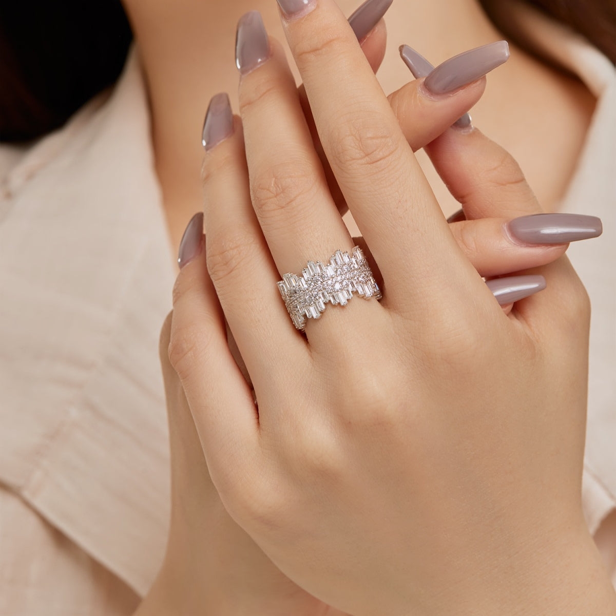 Pomuse Luxurious Colorful Radiant Cut Daily Ring