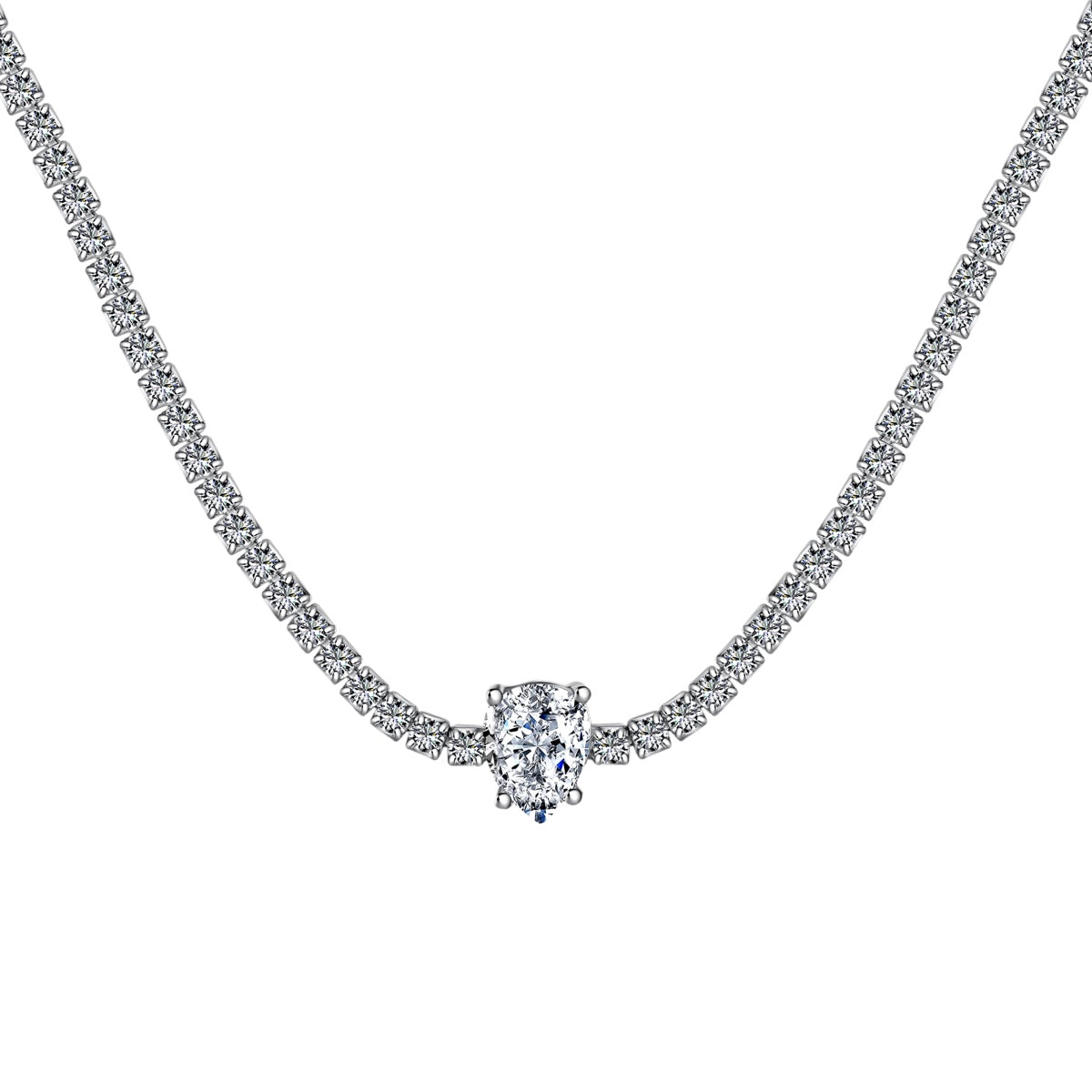 Pomuse 1.0 carat Unique Pear Cut Tennis Necklace
