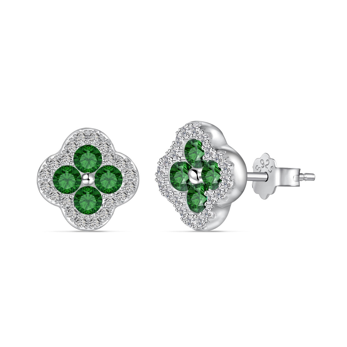 Pomuse Four-Leaf Clover Flower Shaped Earrings