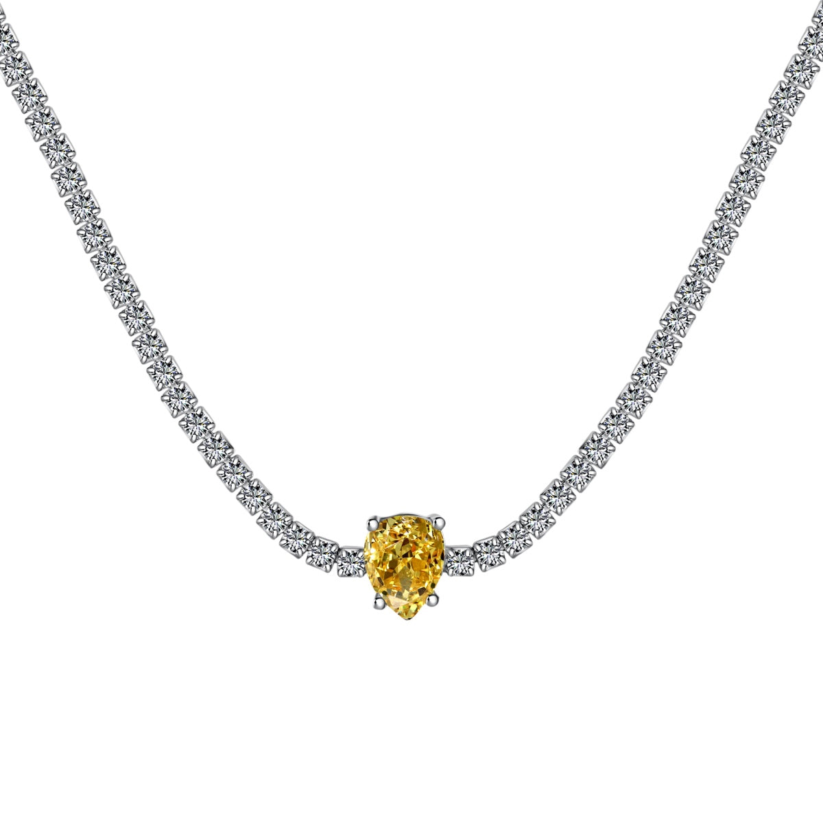 Pomuse 1.0 carat Unique Pear Cut Tennis Necklace