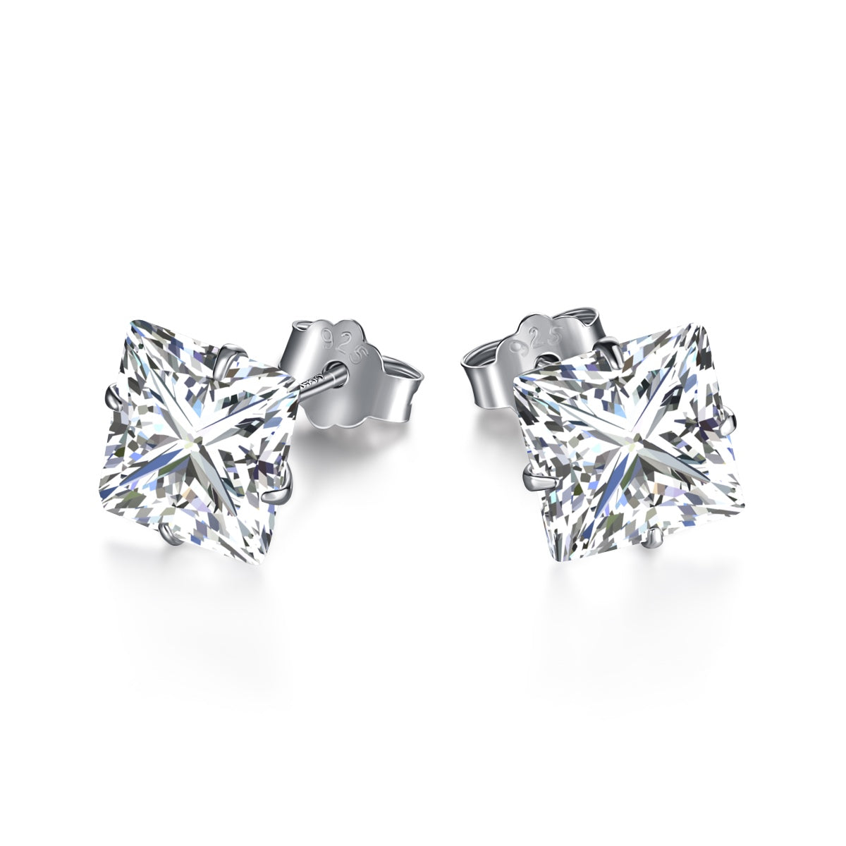 Pomuse Stylish Shiny Square Center Stone Stud Earrings