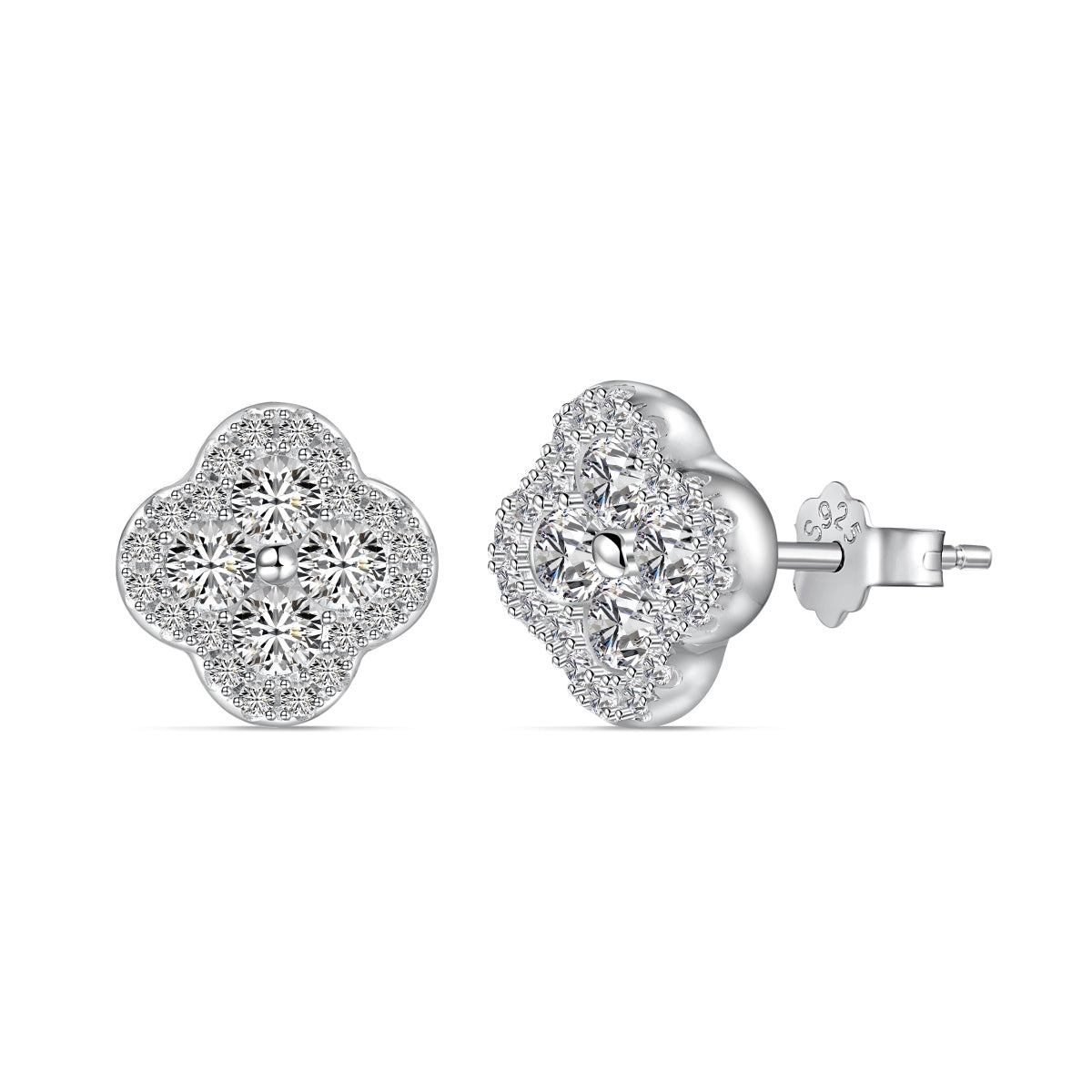Pomuse Four-Leaf Clover Flower Shaped Earrings