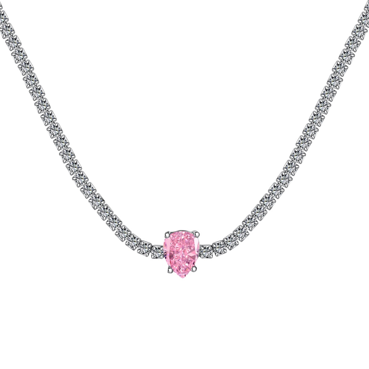 Pomuse 1.0 carat Unique Pear Cut Tennis Necklace