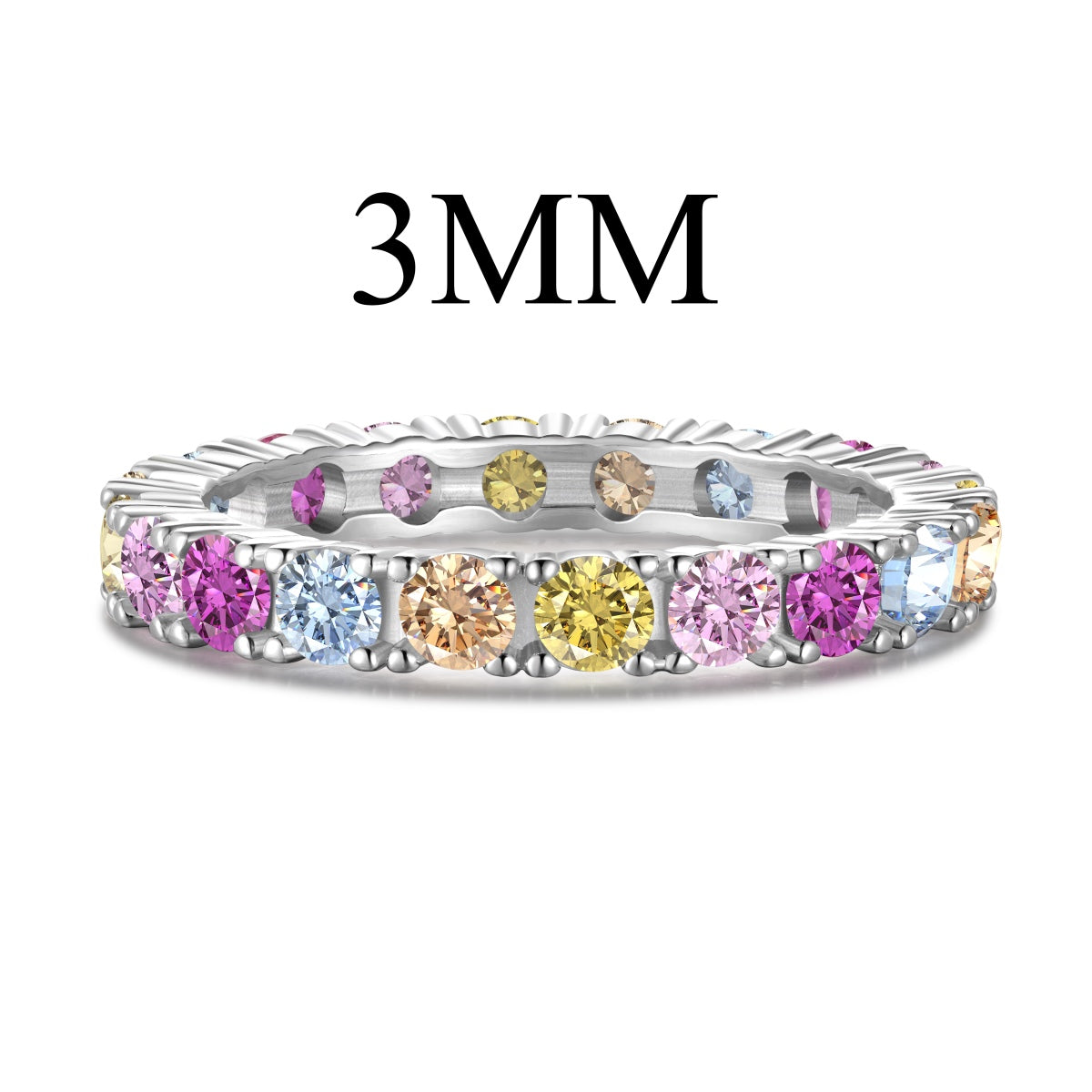 Pomuse Dazzling Lustrous Round Cut Tennis Ring