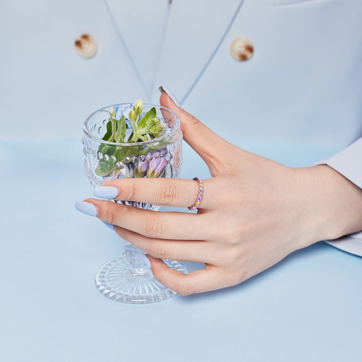 Pomuse Dazzling Resplendent Round Cut Party Ring
