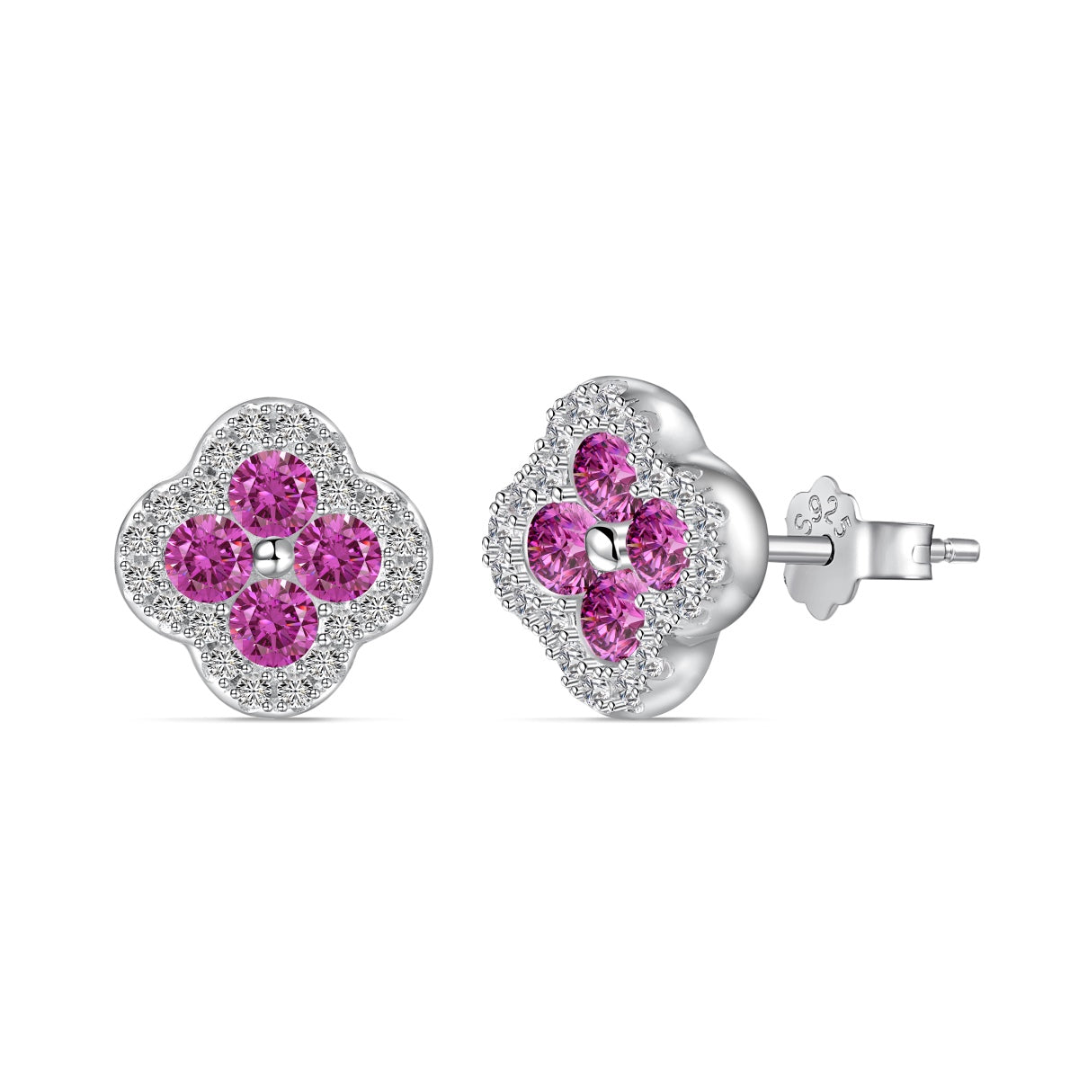 Pomuse Four-Leaf Clover Flower Shaped Earrings