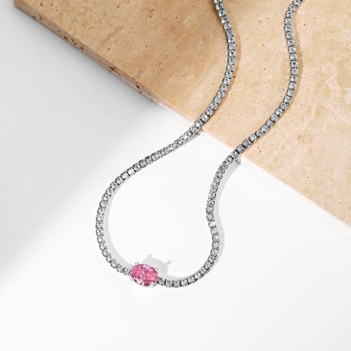 Pomuse 1.0 Carat Shining Oval Cut Necklace