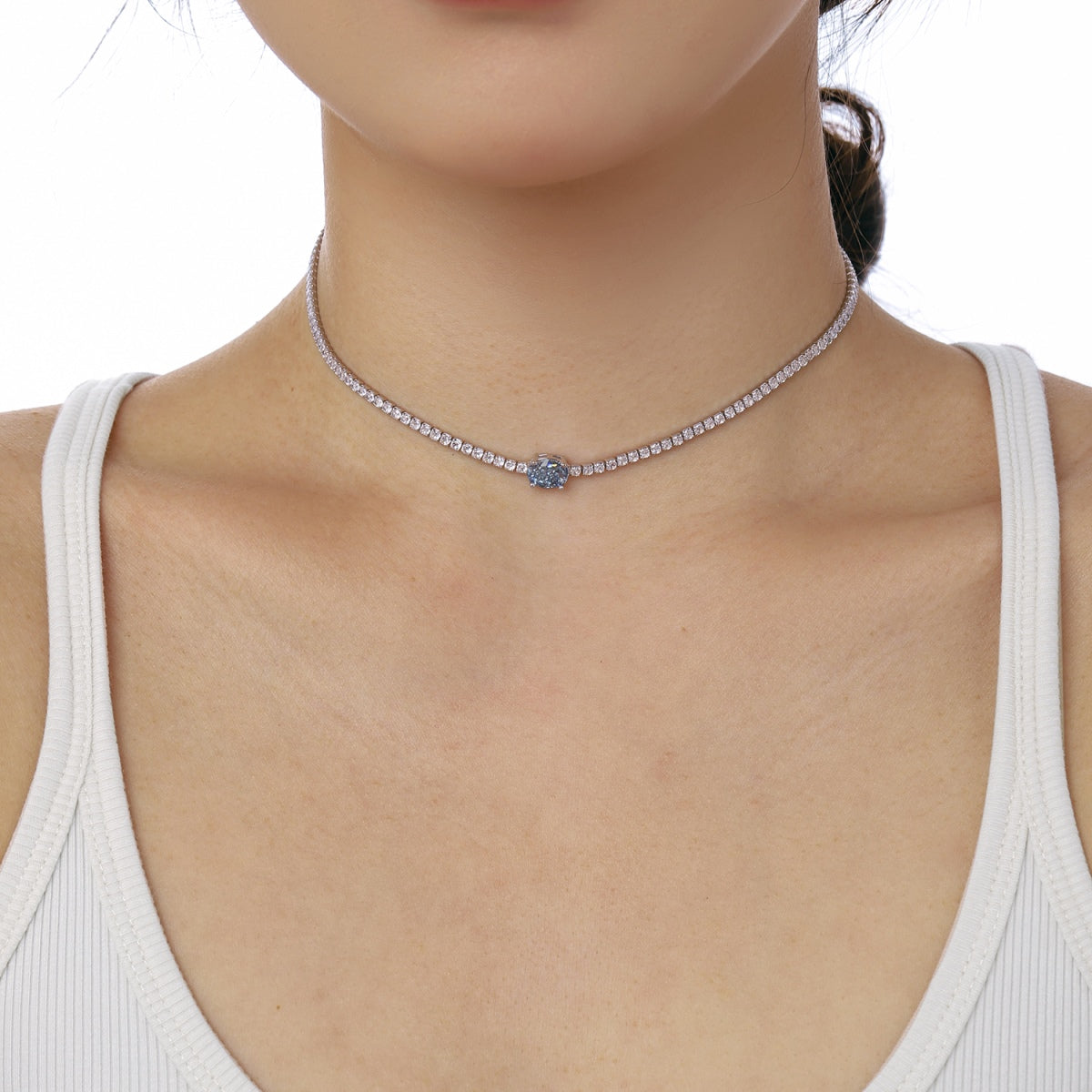 Pomuse 1.0 Carat Shining Oval Cut Necklace
