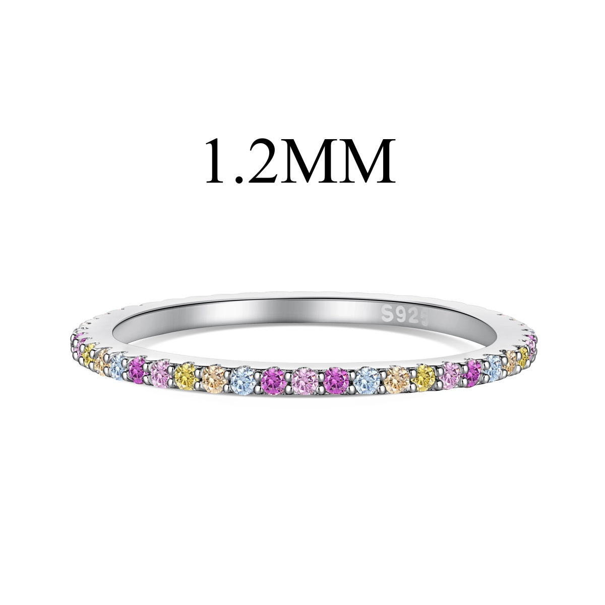 Pomuse Ornate Colorful Round Cut Tennis Ring