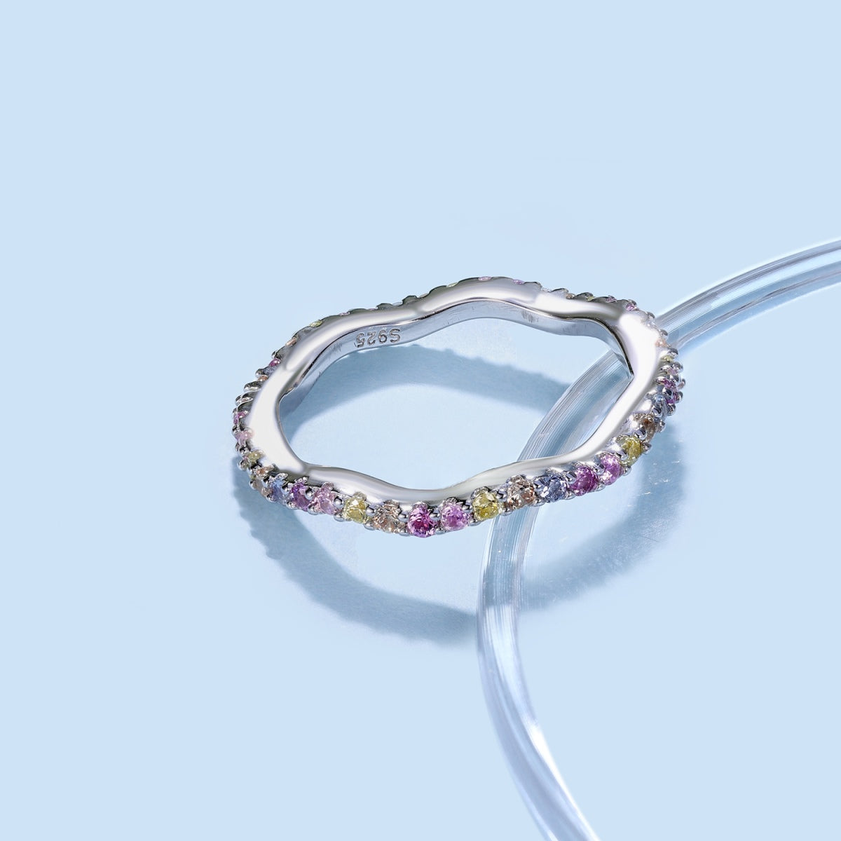 Pomuse Dainty Colorful Round Cut Party Ring