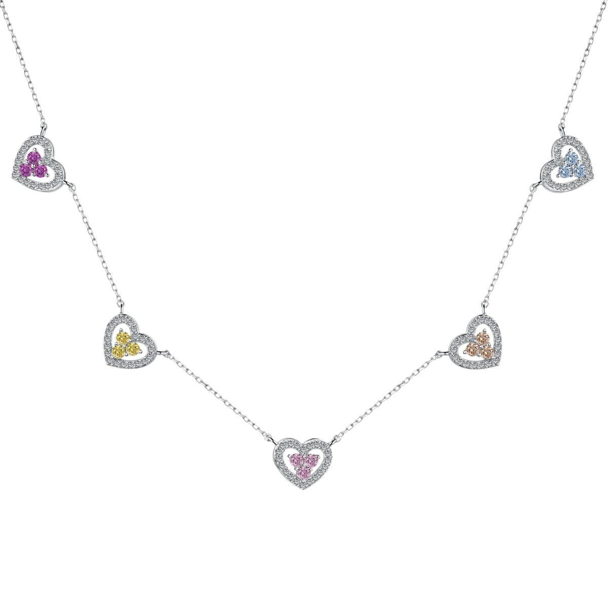 Pomuse Sparkling Five Heart Necklace