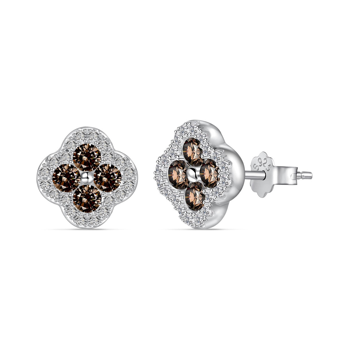 Pomuse Four-Leaf Clover Flower Shaped Earrings