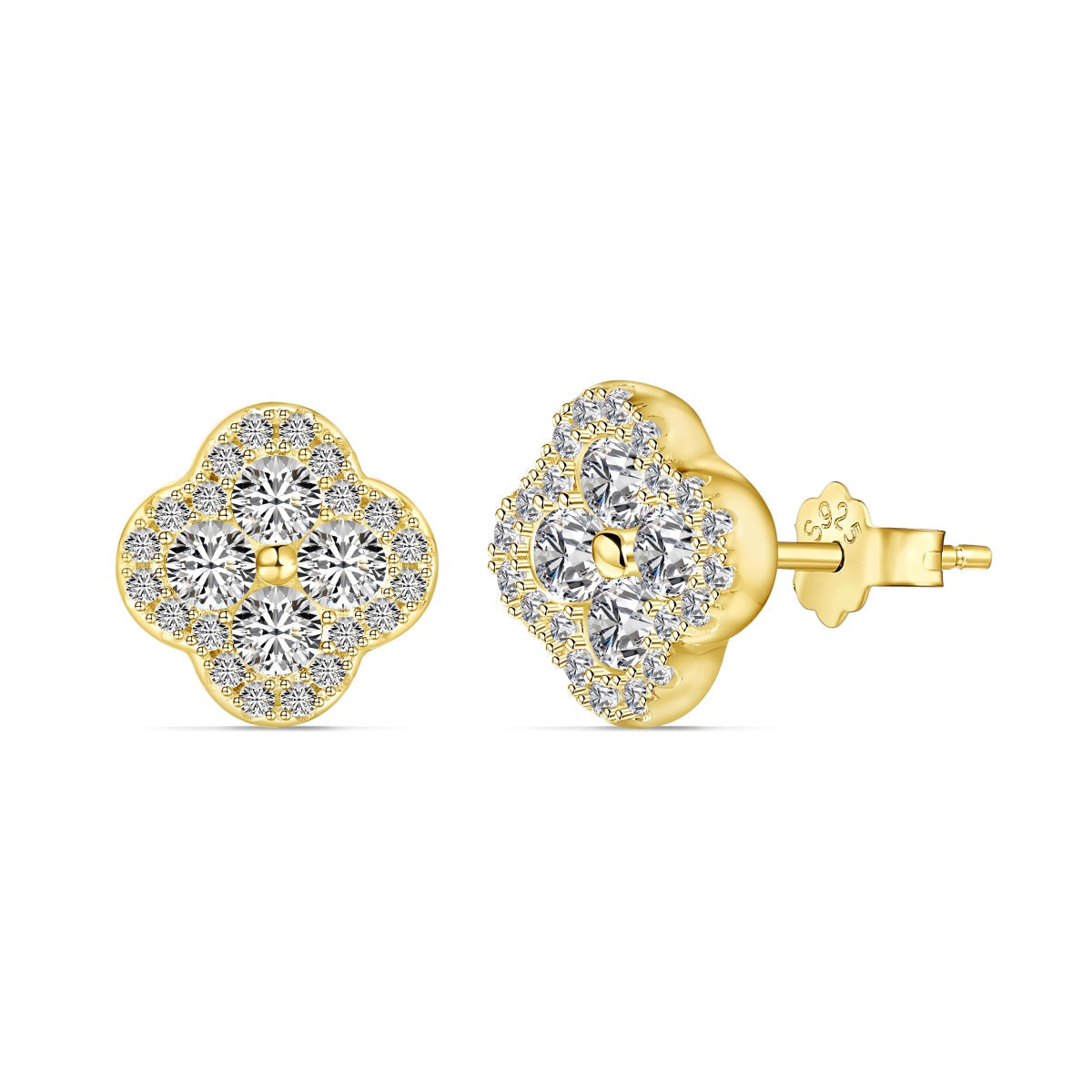 Pomuse Four-Leaf Clover Flower Shaped Earrings