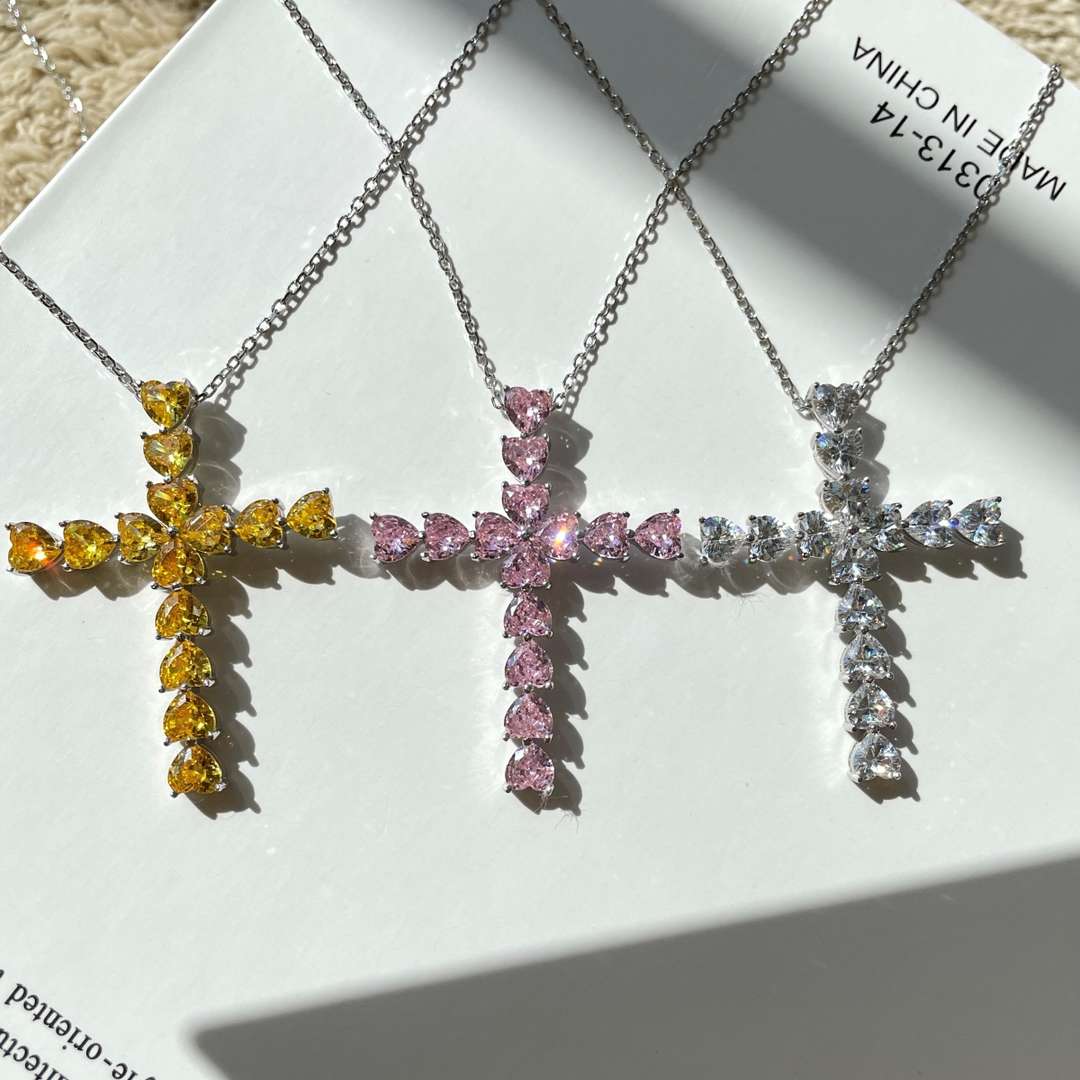 Pomuse Radiant Cross Shape Necklace