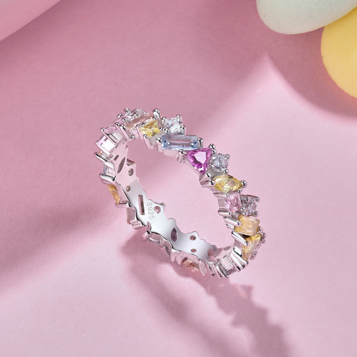 Pomuse Dazzling Polychromatic Multi cut Daily Ring