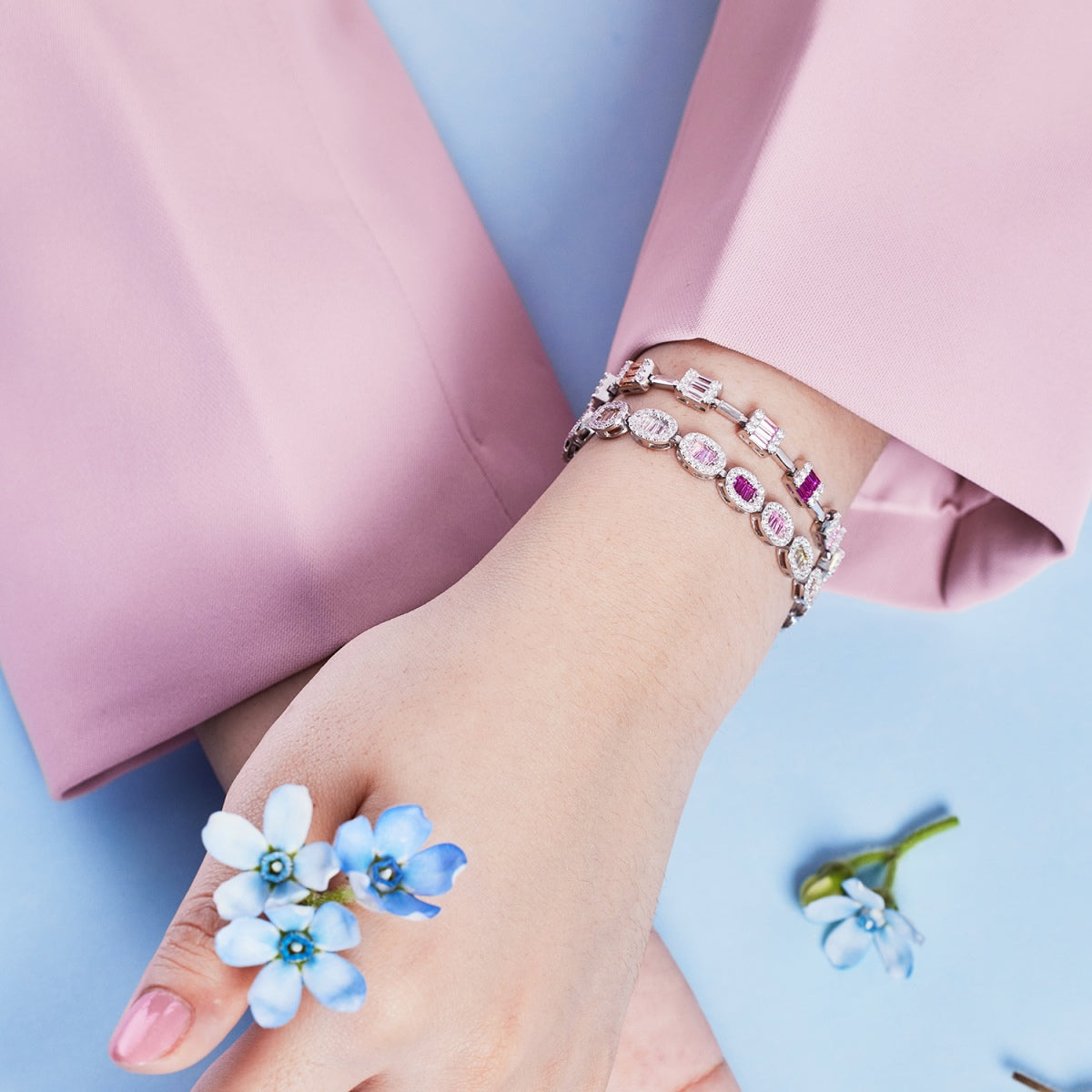 Pomuse Dainty Charming Emerald Cut Daily Bracelet
