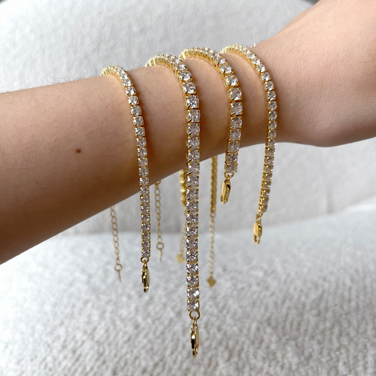 Pomuse Sparkling Radiant Princess Cut Tennis Bracelet