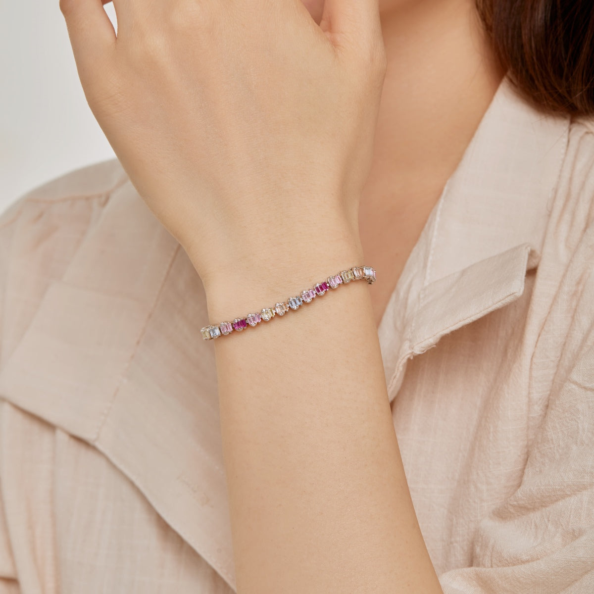 Pomuse Delicate Colorful Emerald Cut Party Bracelet
