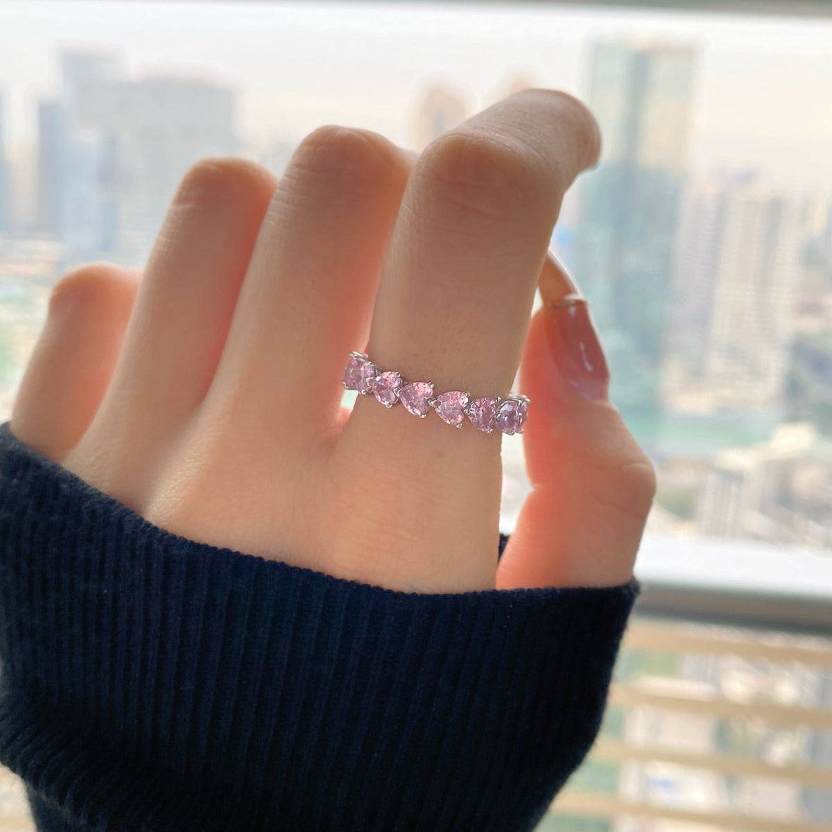 Pomuse 0.25 Carat Radiant Romance Heart Cut Lover Ring