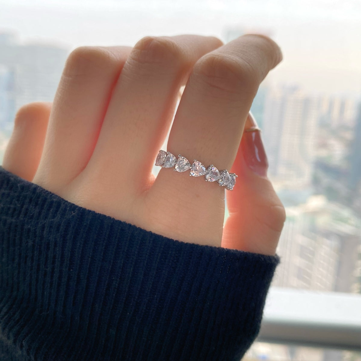 Pomuse 0.25 Carat Radiant Romance Heart Cut Lover Ring