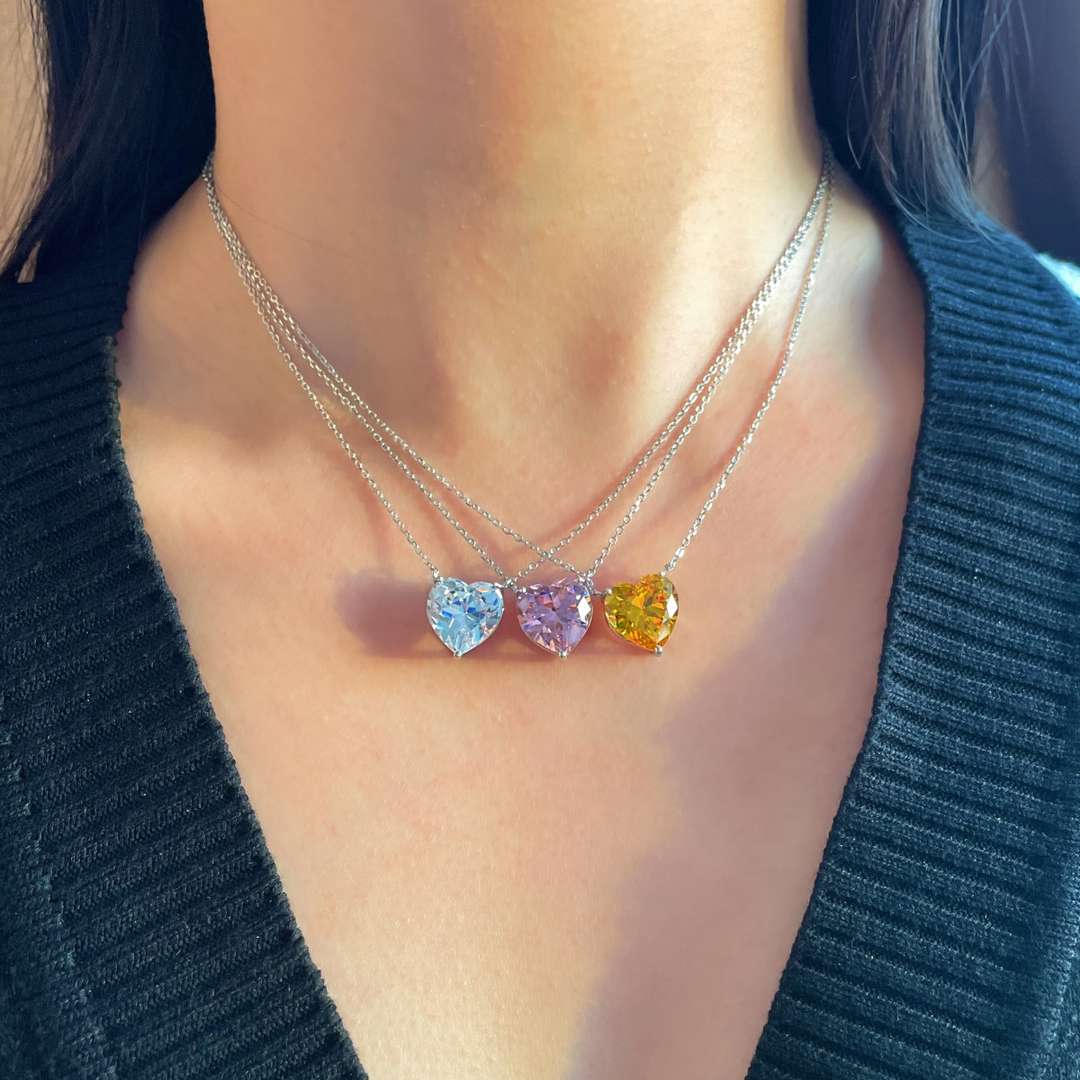 Pomuse 6.0 carat Radiant Heart Shape Necklace