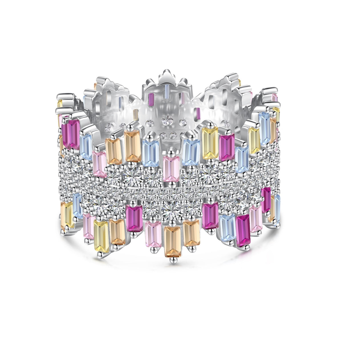 Pomuse Luxurious Colorful Radiant Cut Daily Ring