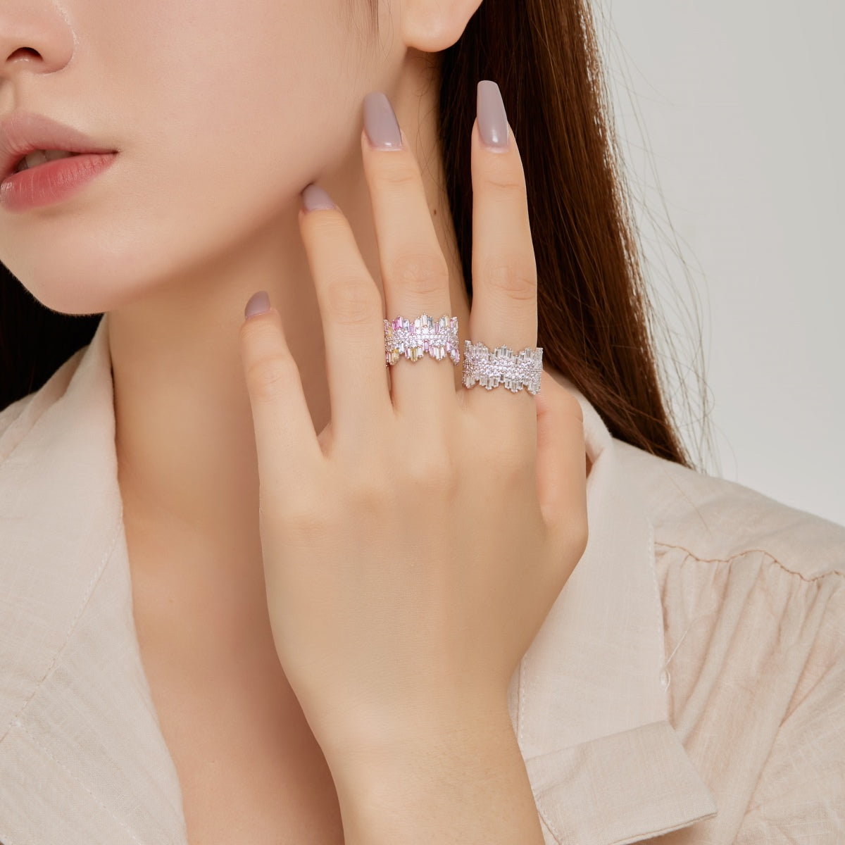 Pomuse Luxurious Colorful Radiant Cut Daily Ring