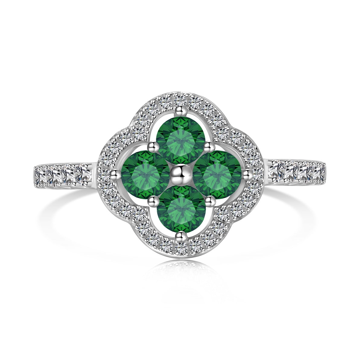 Pomuse Four Leaf Clover Flower Design Ring