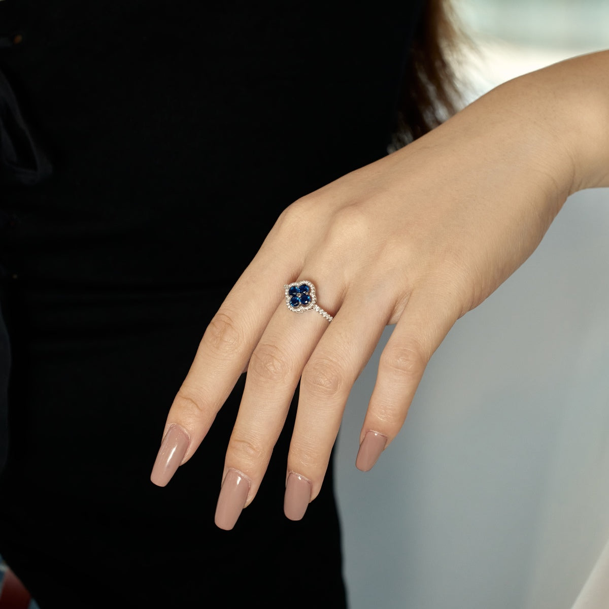 Pomuse Four Leaf Clover Flower Design Ring