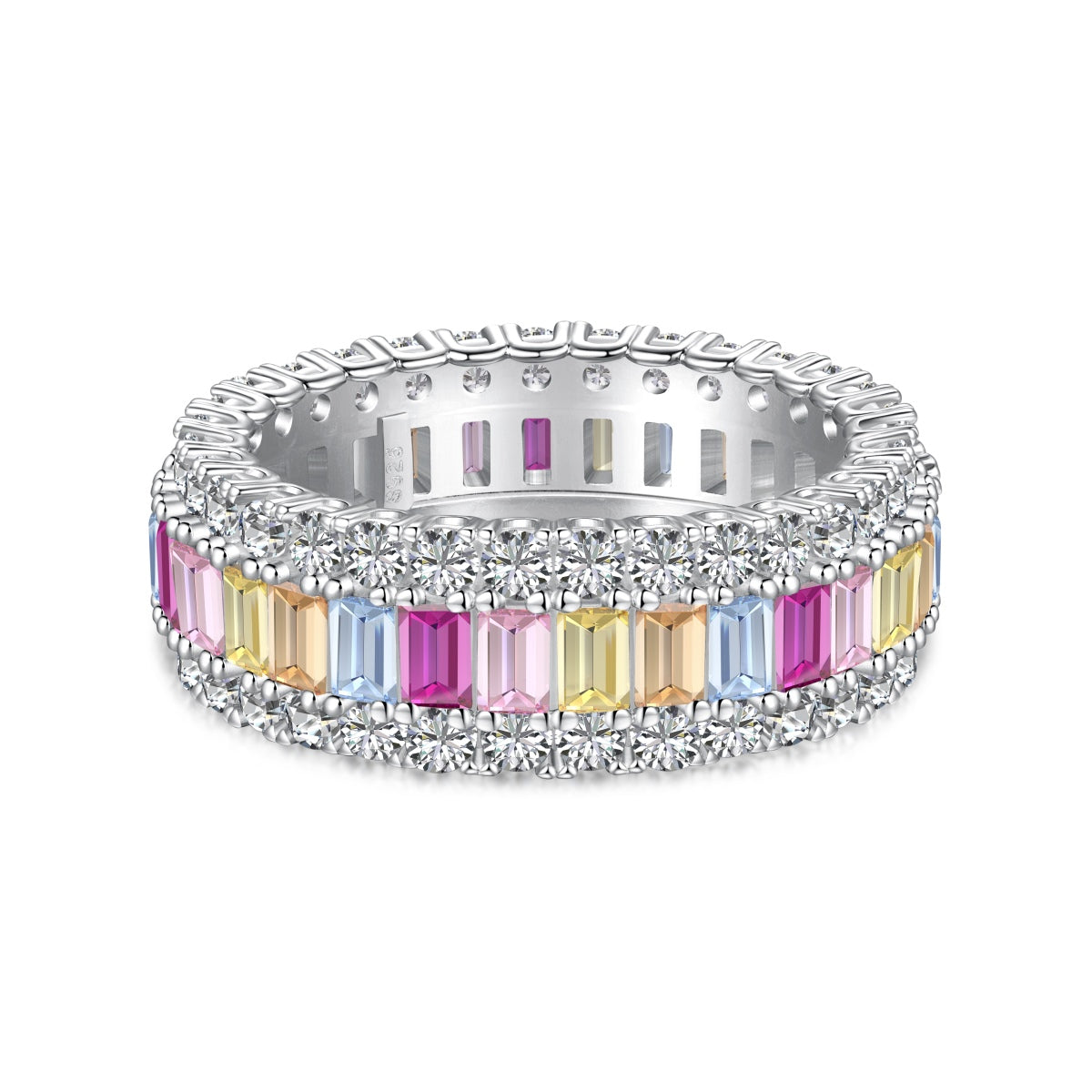 Pomuse Dainty Colorful Radiant Cut Daily Ring
