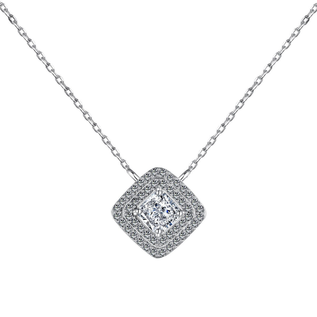 Pomuse Sparkling Asscher Cut Necklace