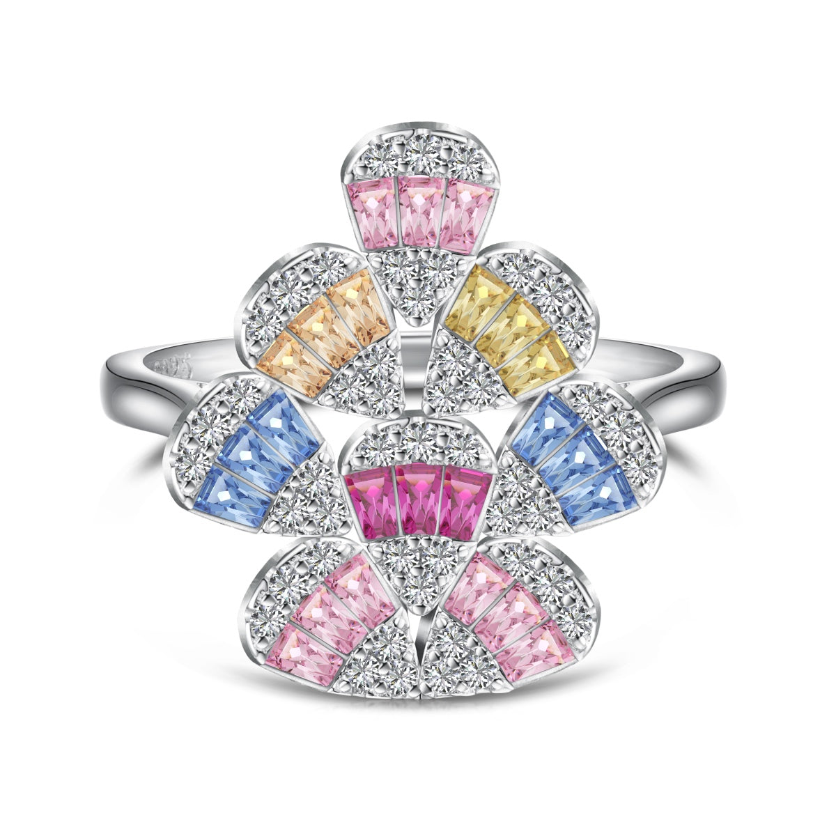 Pomuse Sparkling Colorful Water Drop Shape Daily Ring
