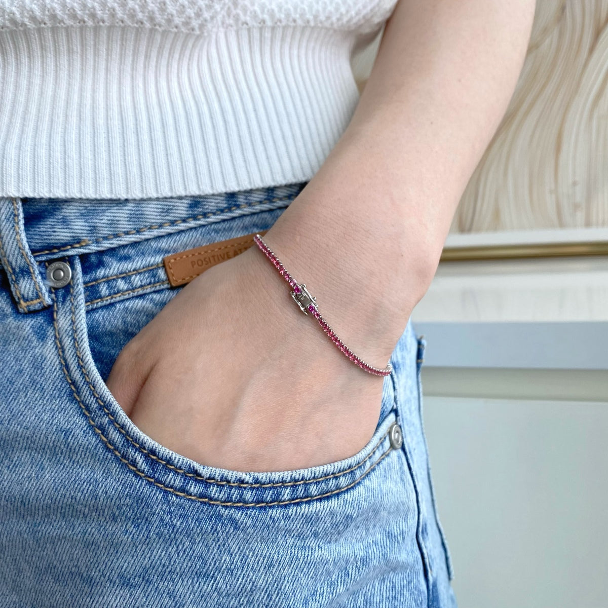 Pomuse Dazzling Colorful Round Cut Daily Bracelet