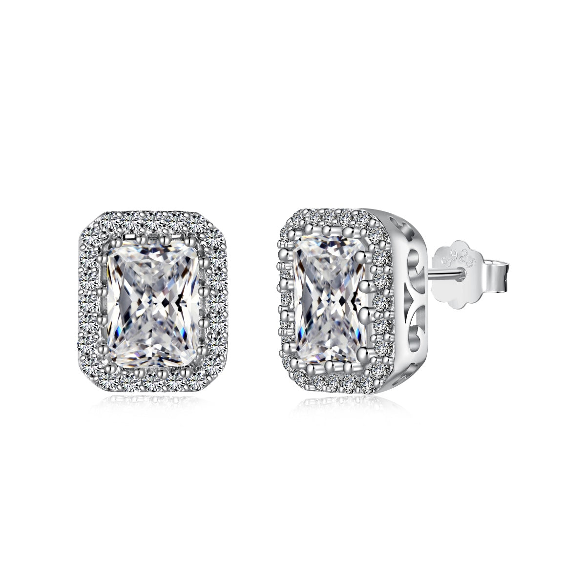 Pomuse 1.0 Carat Luxurious Dainty Emerald Cut Daily Earrings