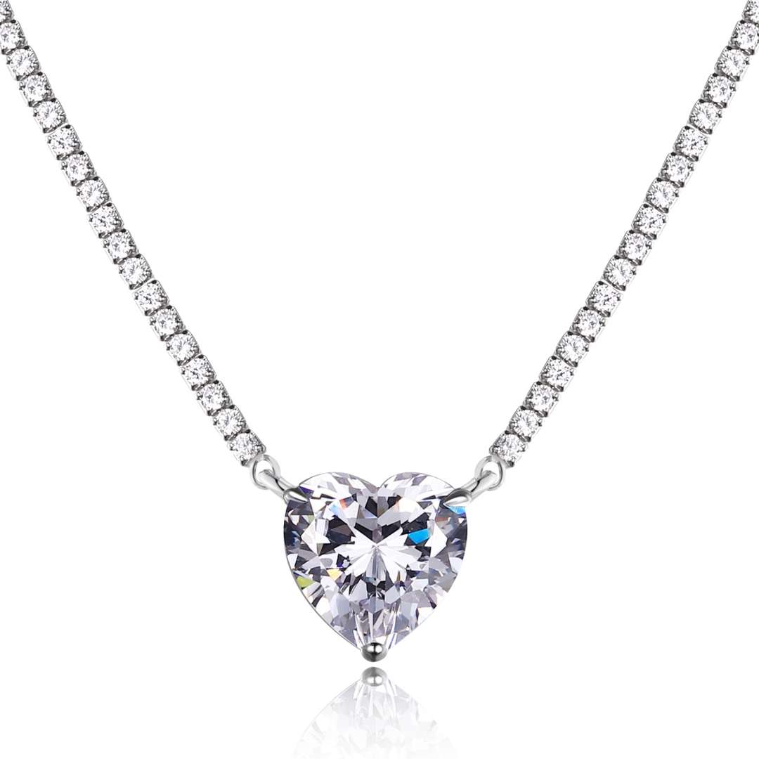 Pomuse 8.0 Carat Versatile Colorful Sweet Heart-Shaped Tennis Necklace