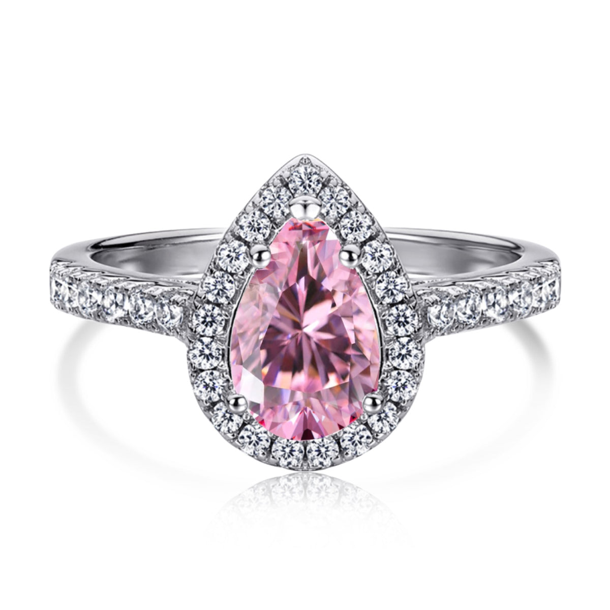 Pomuse 1.0 Carat Luxurious Resplendent Water Drop Shape Wedding Ring