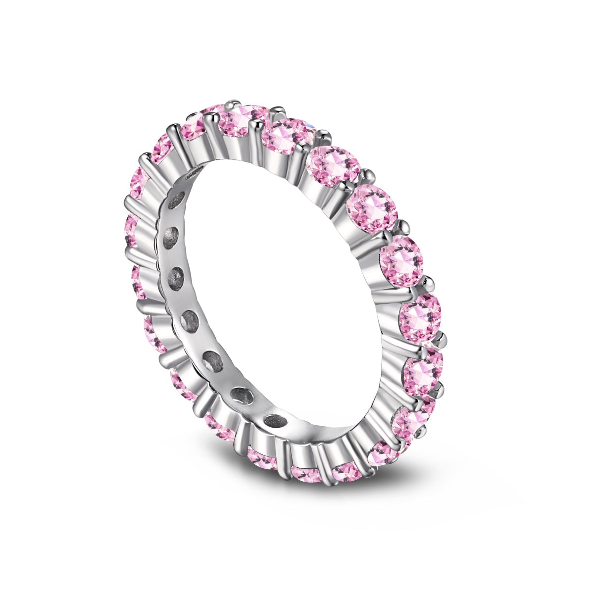 Pomuse Sparkling Round Cut Tennis Ring